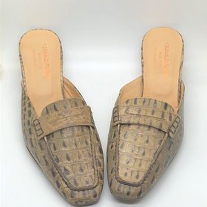 Donald J. Pliner Mosto khaki oil skin Gator NWOT